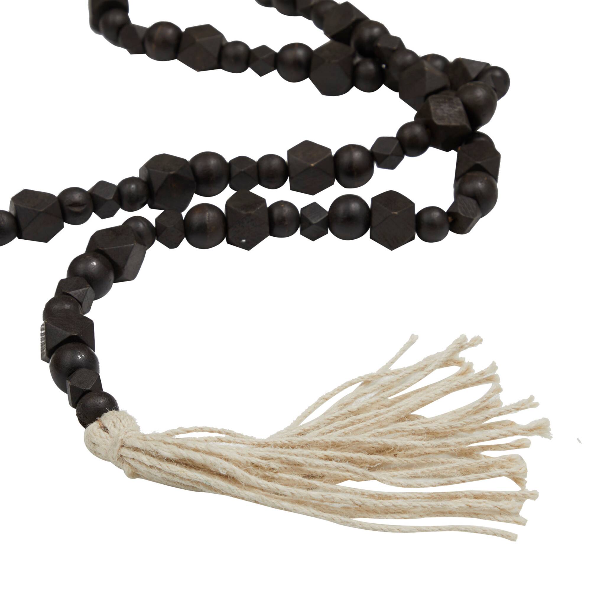80" Geometric Wood Bead Garland with Tassels